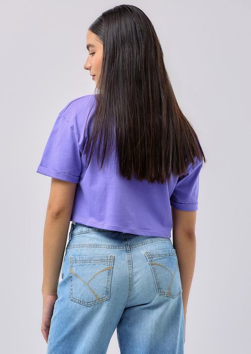 Camiseta morado frente estampado para jóvenes