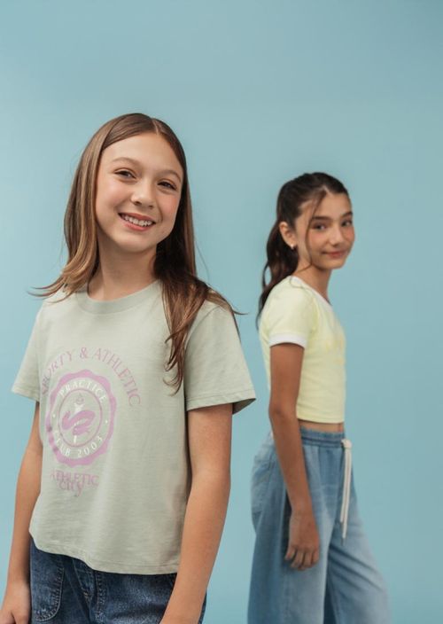 Camiseta menta estampada para niñas