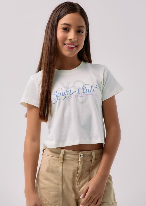 Camiseta marfil estampada para niñas