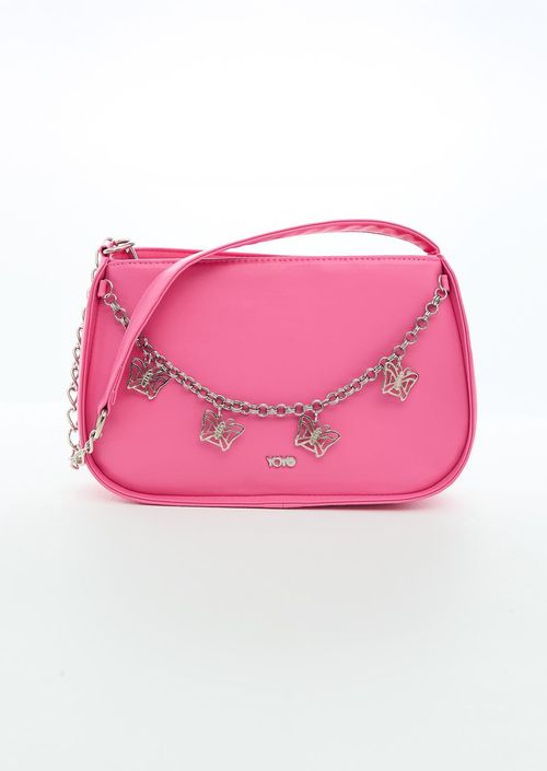 Bolso rosa con dijes para adolescentes