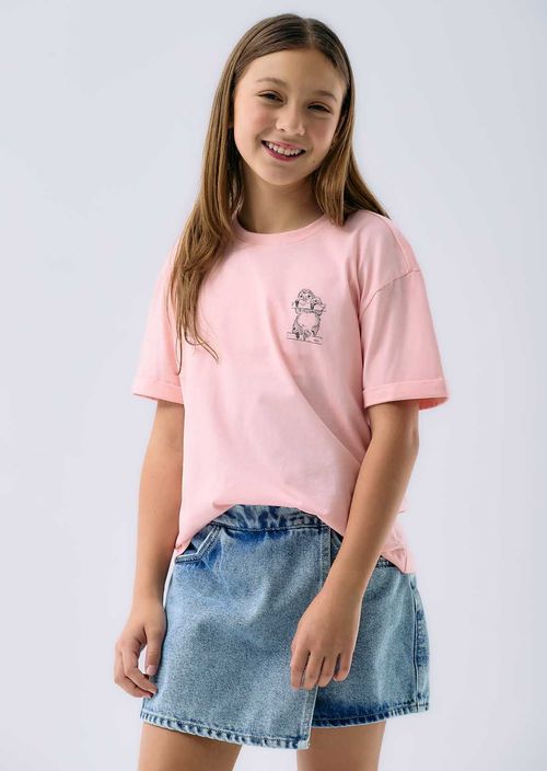 Camiseta rosa claro estampada para niñas