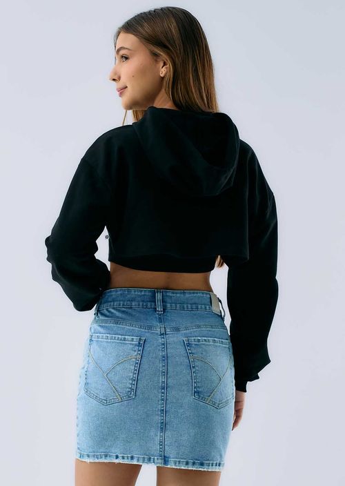 Chompa negra frente estampado para adolescentes