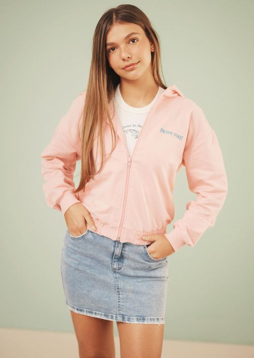 Chompa palo de rosa estampada para adolescentes