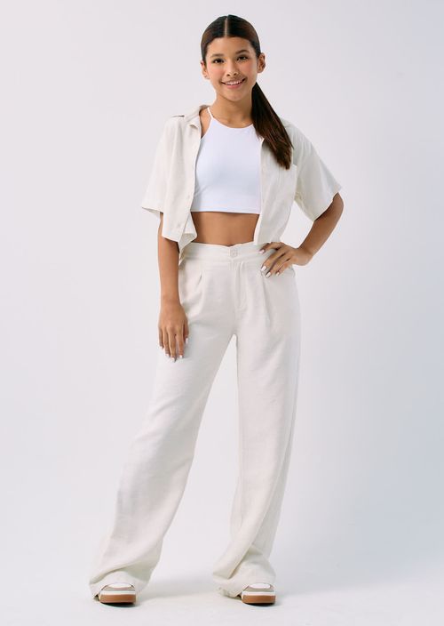 Pantalón marfil bota ancha para adolescentes