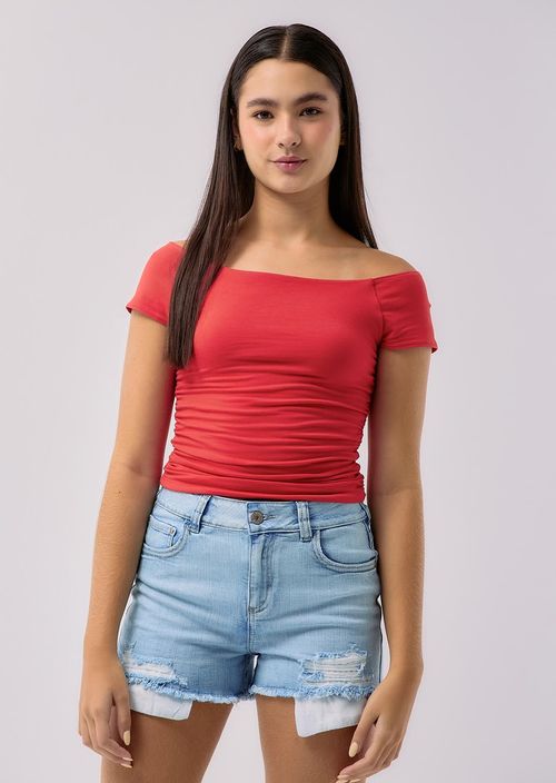 Short claro tiro alto para adolescentes