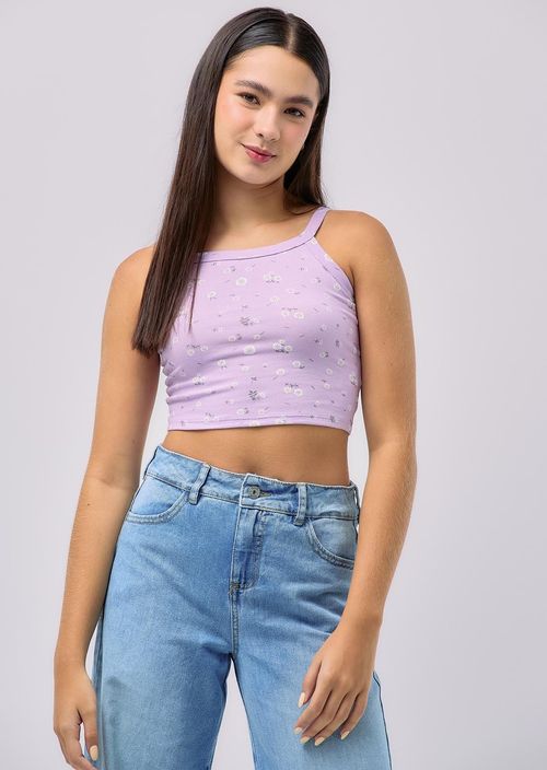 Camiseta lila claro estampada para jóvenes