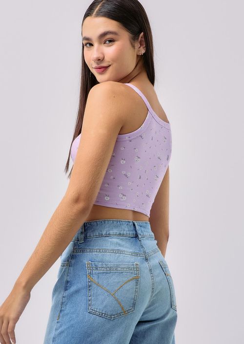 Camiseta lila claro estampada para jóvenes