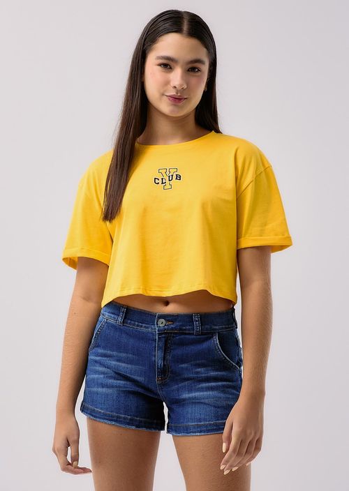 Camiseta amarillo claro estampada para adolescentes