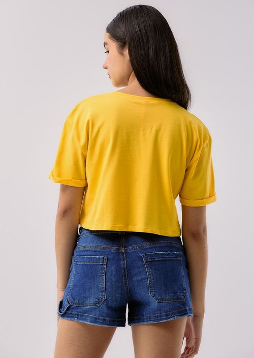 Camiseta amarillo claro estampada para adolescentes