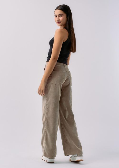 Jean retromom taupe en corduroy para jóvenes