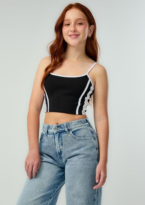 Camiseta negra con bloques para jóvenes