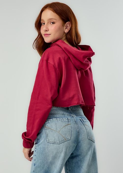 Chompa vino con frente estampado para adolescentes
