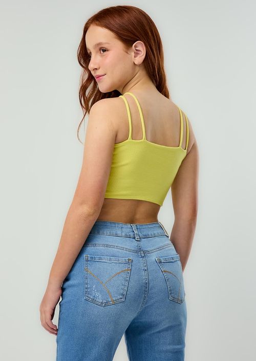 Camiseta verde lima con bordado para niñas