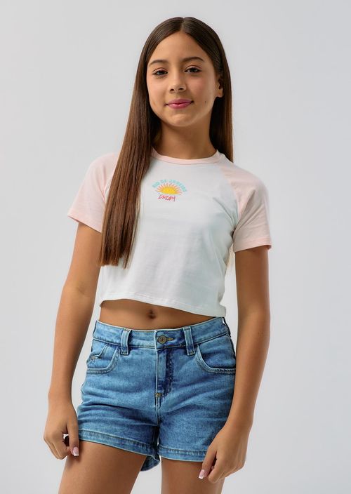 Camiseta mandarina manga ranglán para niñas