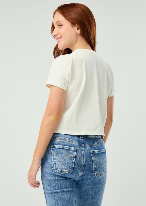Camiseta marfil estampada para adolescentes