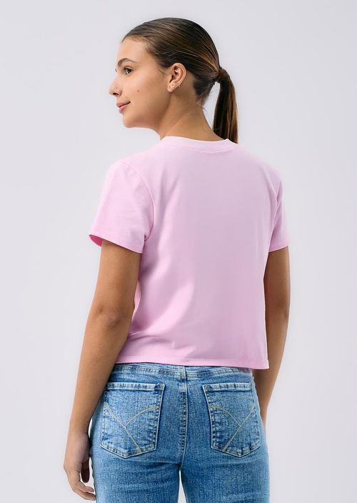 Camiseta rosa claro estampada para adolescentes