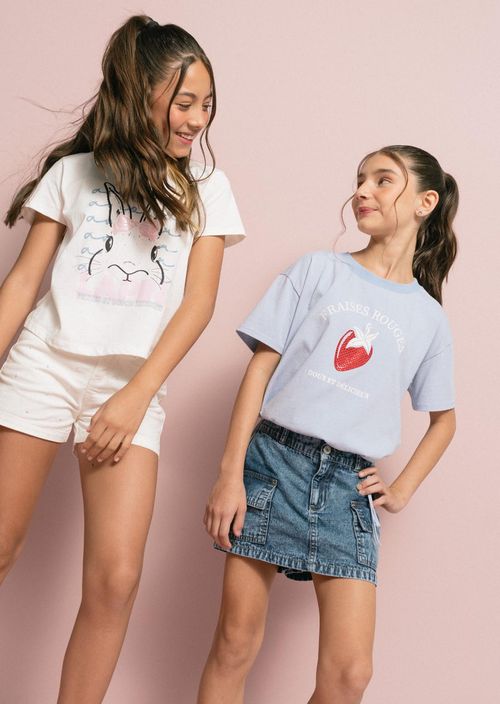 Falda short medio oscuro fondo entero para niñas