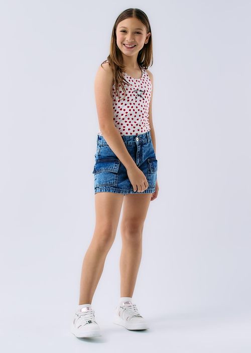 Falda short medio oscuro fondo entero para niñas