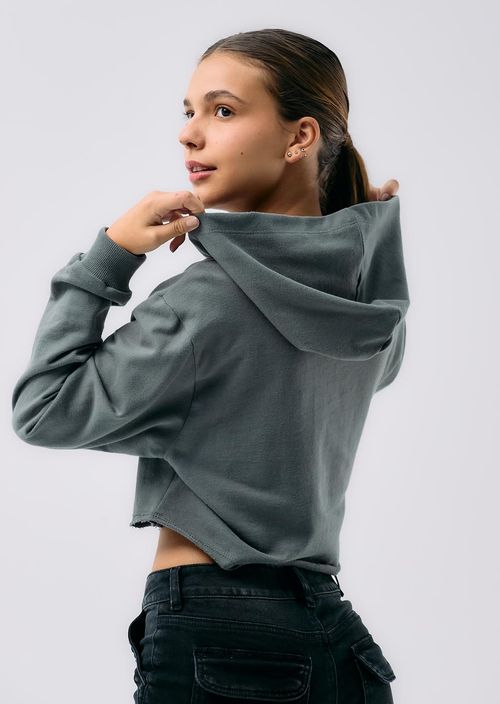 Chompa gris oscuro estampada para jóvenes
