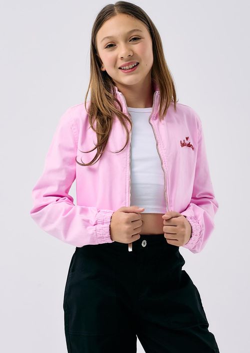 Chaqueta rosa claro teñida para niñas