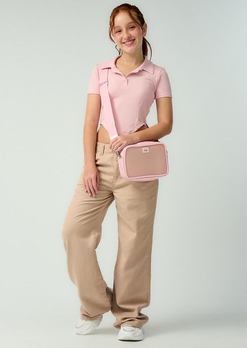 Bolso rosa pastel con charm para jóvenes
