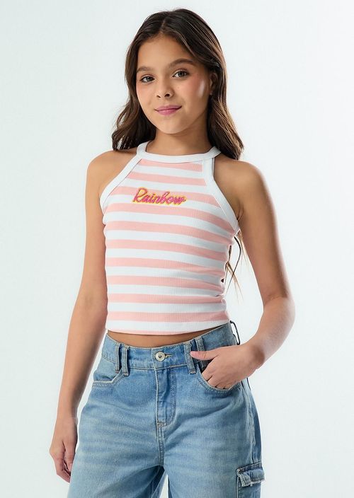 Camiseta rosa de rayas para niñas