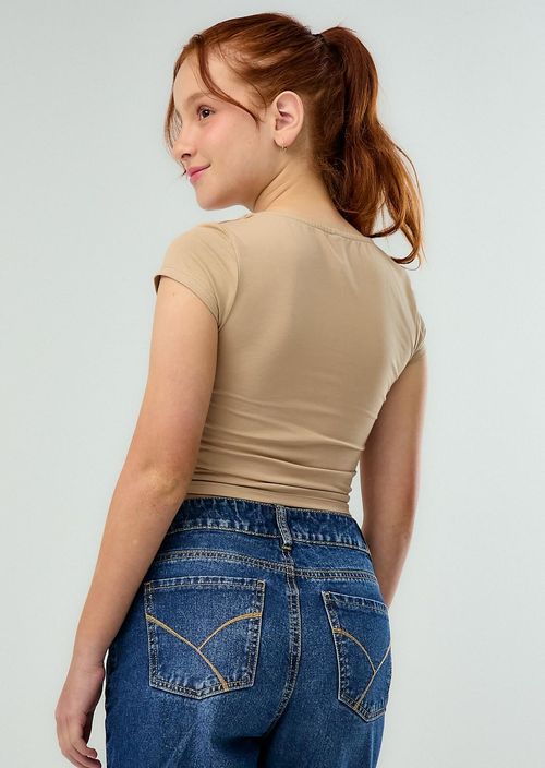 Camiseta arena estampada para adolescentes
