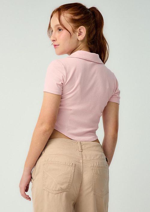 Camiseta rosa pastel tipo polo para jóvenes
