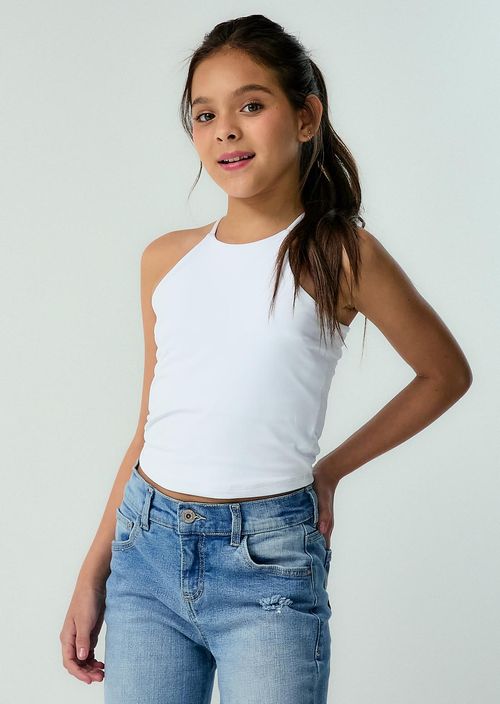 Camiseta blanca de tiras para niñas