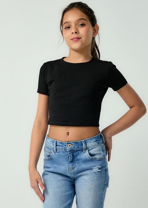 Camiseta negra fondo entero para niñas