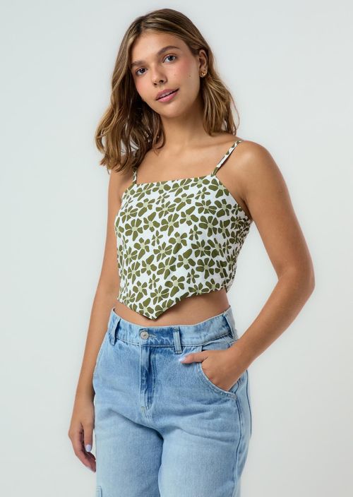 Blusa marfil con punta en frente para jóvenes