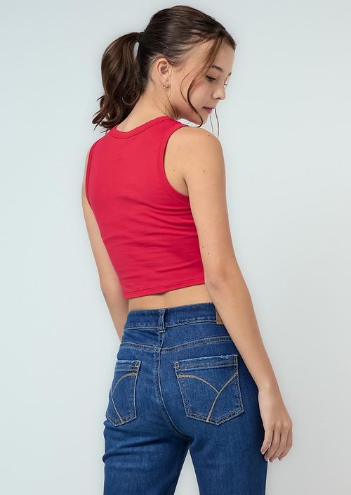 Camiseta roja estampada en frente para jóvenes