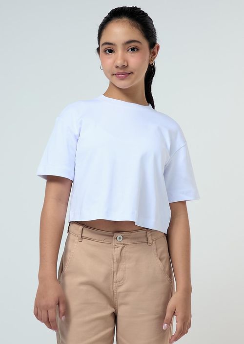 Camiseta blanca fondo entero para niñas