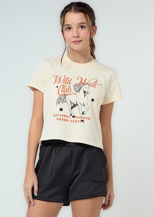 Camiseta beige estampada para jóvenes