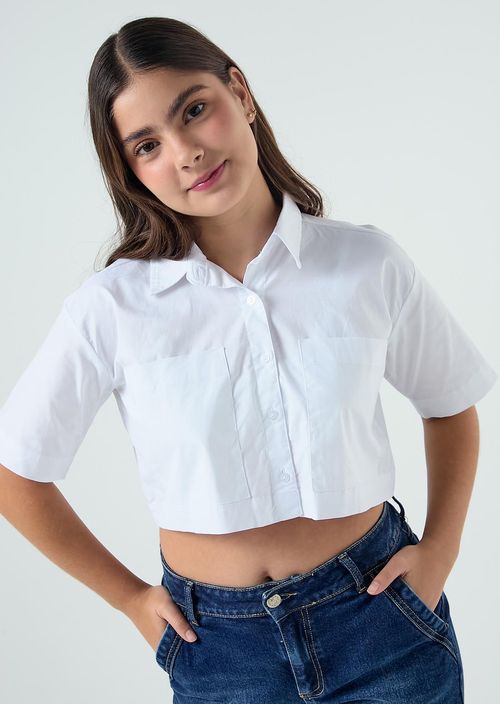 Blusa marfil con nudo enfrente para jóvenes