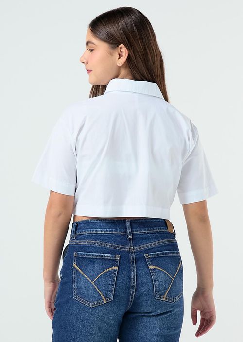 Blusa marfil con nudo enfrente para jóvenes