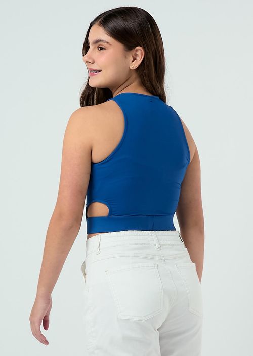 Camiseta azul navy con abertura para jóvenes