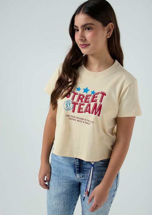 Camiseta beige estampada para jóvenes