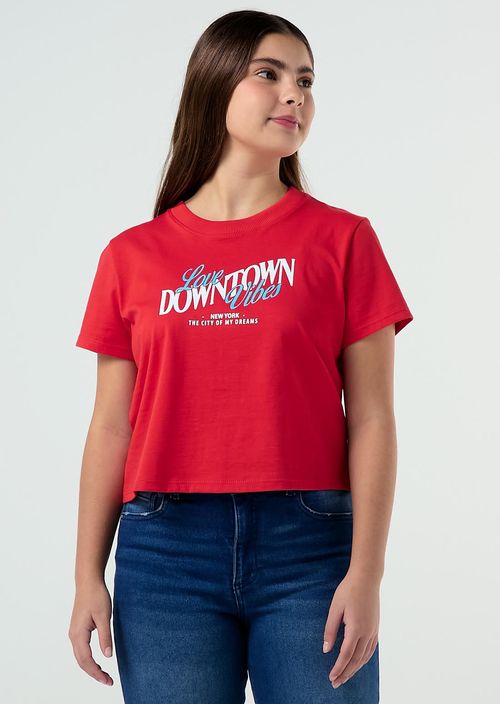 Camiseta roja estampada para jóvenes
