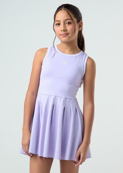 Vestido lila claro falda con tablas para niñas