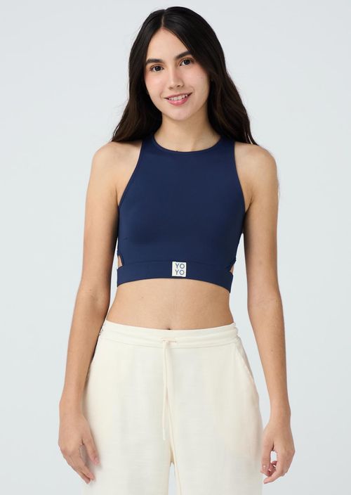 Camiseta azul navy con abertura para jóvenes