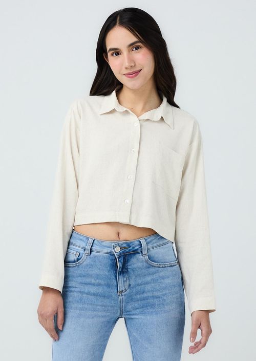 Blusa arena con bolsillo en frente para jóvenes