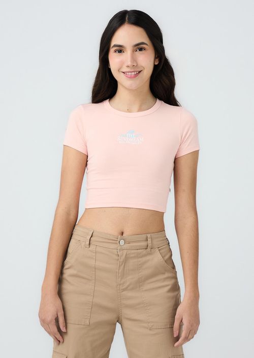 Camiseta rosa claro frente estampado para jóvenes
