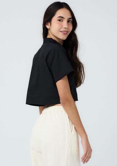 Blusa negra con cierre en frente para adolescentes