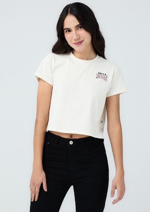 Camiseta marfil estampado para jóvenes