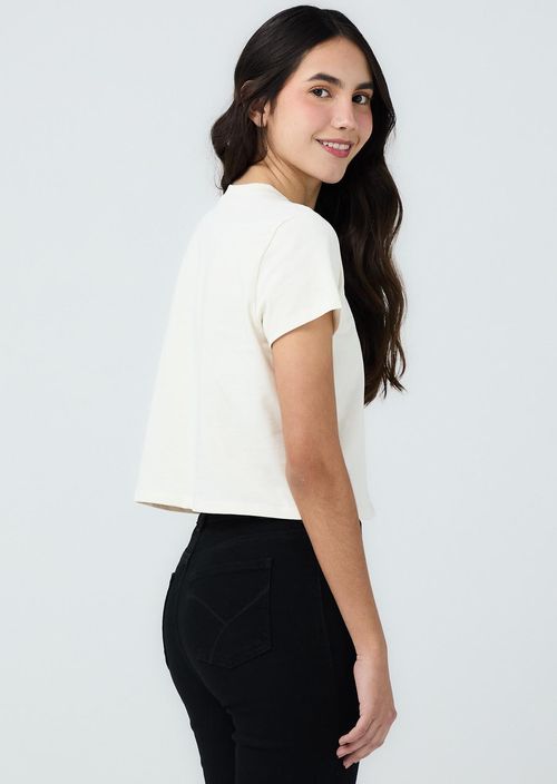 Camiseta marfil estampado para jóvenes