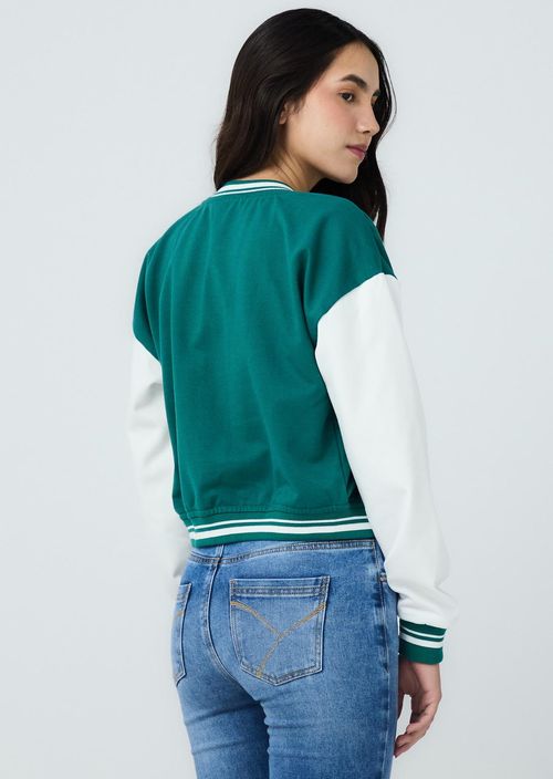 Chaqueta verde botella con rectilíneo para adolescentes