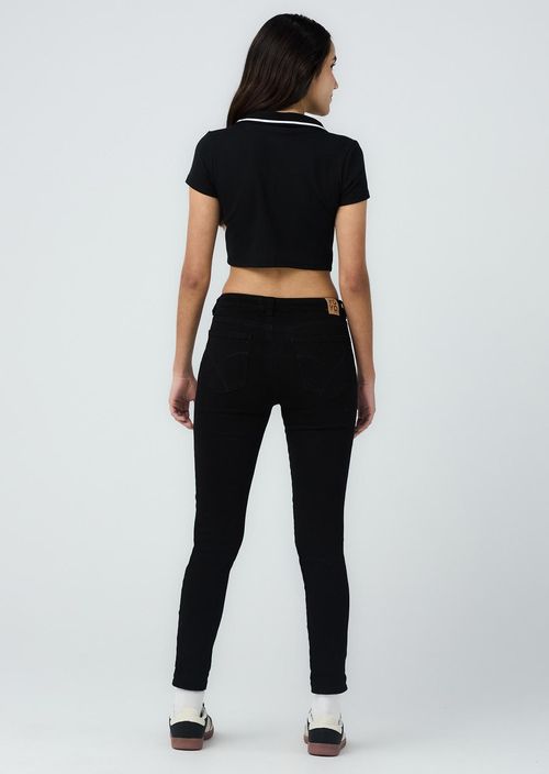 Jean crazy negro tiro alto para adolescentes