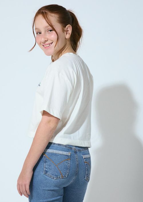 Camiseta marfil frente estampado para adolescentes